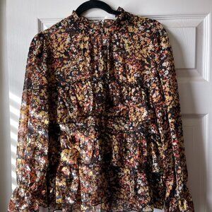 ADYSON PARKER Abstract Foral Ruffle Blouse Size Small NWT!!!
